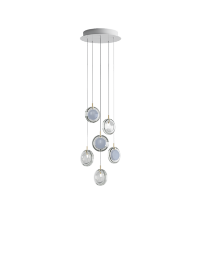 Bomma-Lens-Chandelier-6-Pendant-Blue-Clear