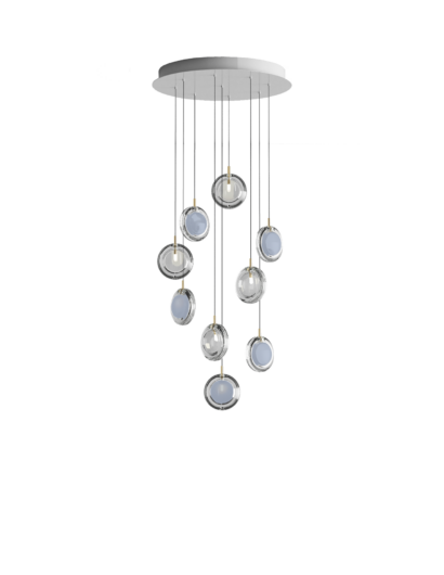 Bomma-Lens-Chandelier-9-Pendant-Blue-Clear