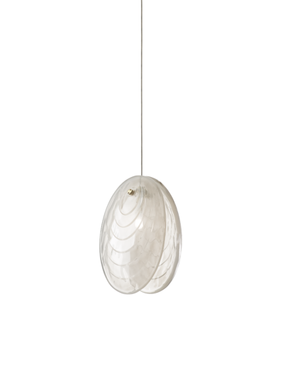 mussels single pendant alabaster brushed gold fitting