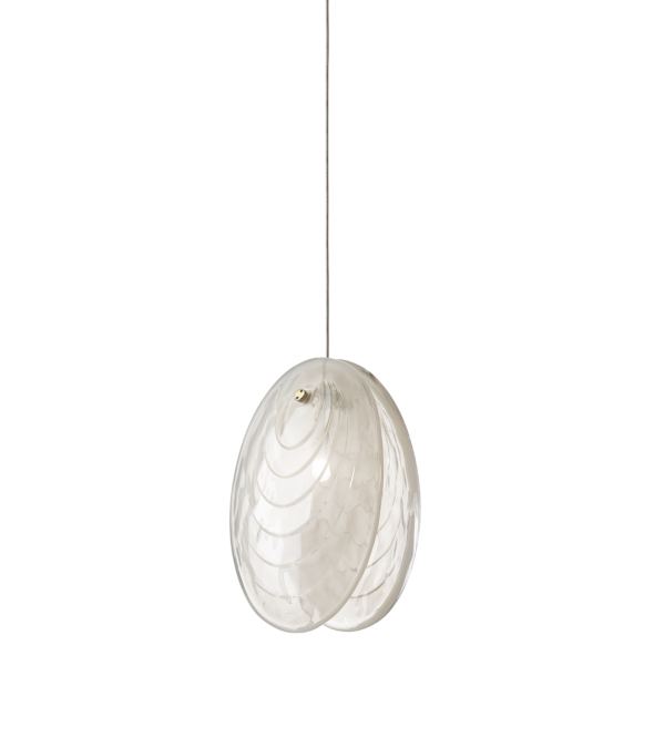 mussels single pendant alabaster brushed gold fitting