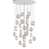 lens chandelier / 26 pcs / round / 13x white / 13x clear