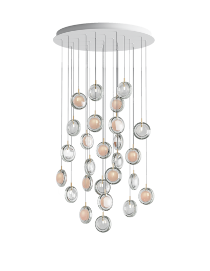 LENS_chandelier_26pcs_white_clear_round