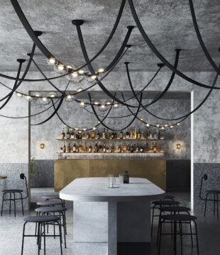 Concrete bar with Dew Drops installation