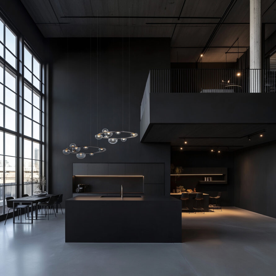 Bomma_Dew_drops_circle_dark_kitchen_loft